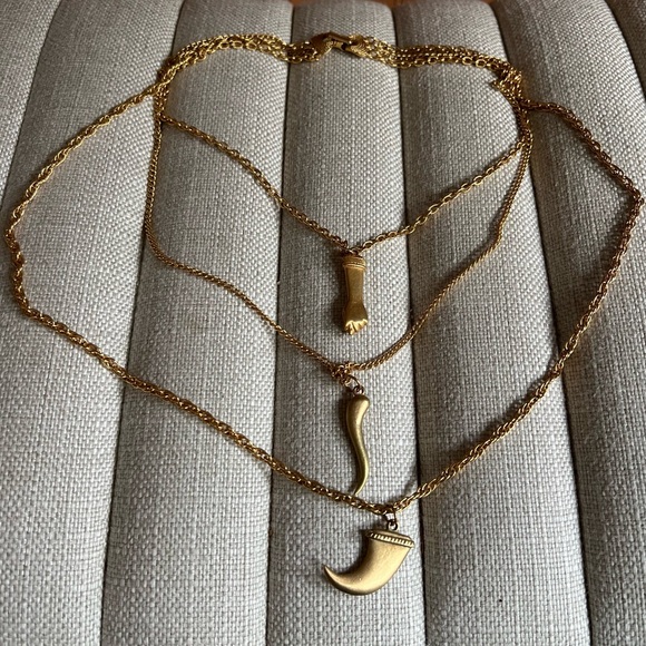 Vintage Three Chain Charm Necklace - Picture 1 of 4